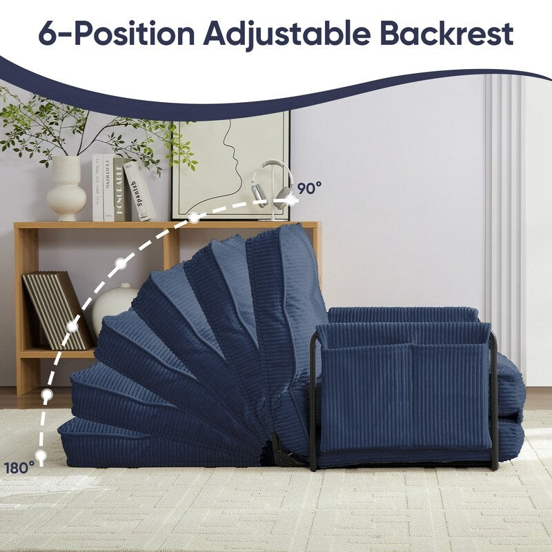 Canapé-lit futon pliable multifonction Mixoy, canapé-lit de sol, canapé-lit paresseux avec oreillers, dossier réglable sur 6 positions