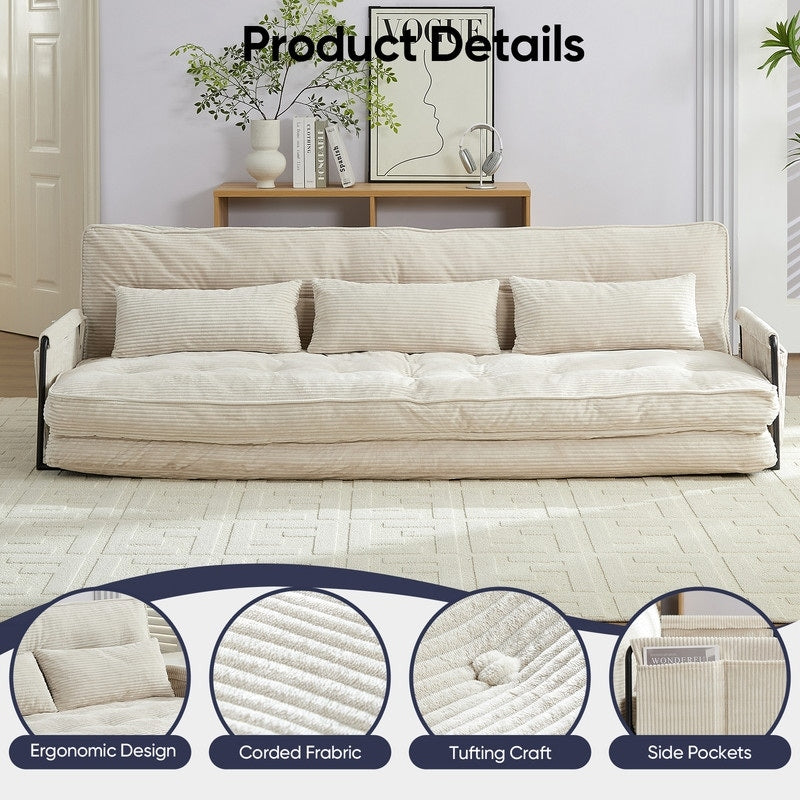 Canapé-lit futon pliable multifonction Mixoy, canapé-lit de sol, canapé-lit paresseux avec oreillers, dossier réglable sur 6 positions
