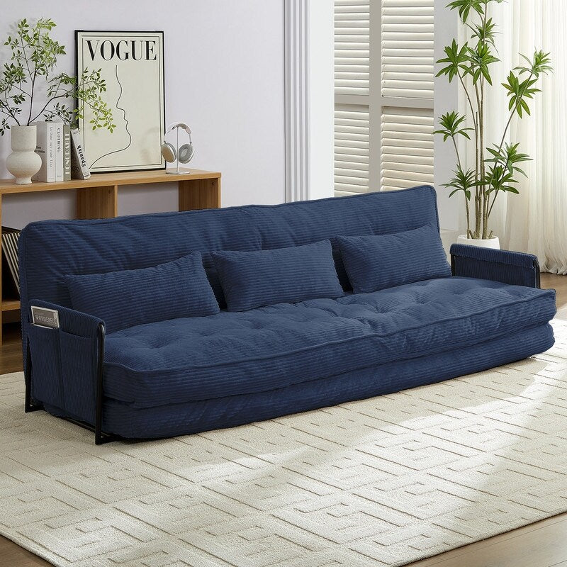 Canapé-lit futon pliable multifonction Mixoy, canapé-lit de sol, canapé-lit paresseux avec oreillers, dossier réglable sur 6 positions