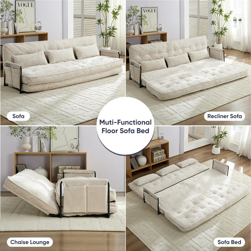 Canapé-lit futon pliable multifonction Mixoy, canapé-lit de sol, canapé-lit paresseux avec oreillers, dossier réglable sur 6 positions