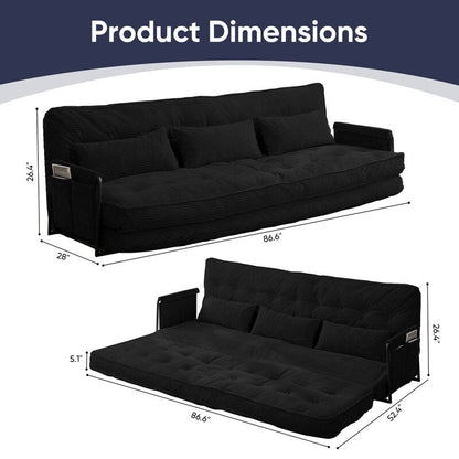 Canapé-lit futon pliable multifonction Mixoy, canapé-lit de sol, canapé-lit paresseux avec oreillers, dossier réglable sur 6 positions