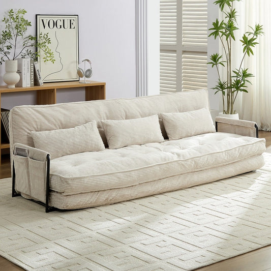 Canapé-lit futon pliable multifonction Mixoy, canapé-lit de sol, canapé-lit paresseux avec oreillers, dossier réglable sur 6 positions