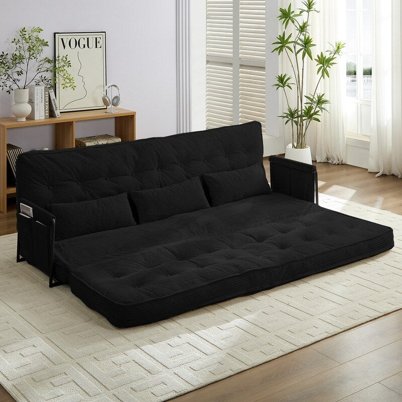Canapé-lit futon pliable multifonction Mixoy, canapé-lit de sol, canapé-lit paresseux avec oreillers, dossier réglable sur 6 positions