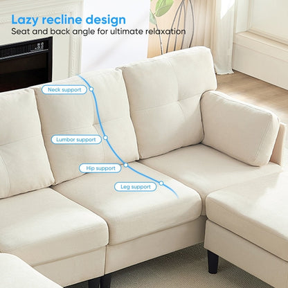 Canapé sectionnel Mixoy W87 en U, canapé convertible 4 places en velours avec poufs de rangement amovibles