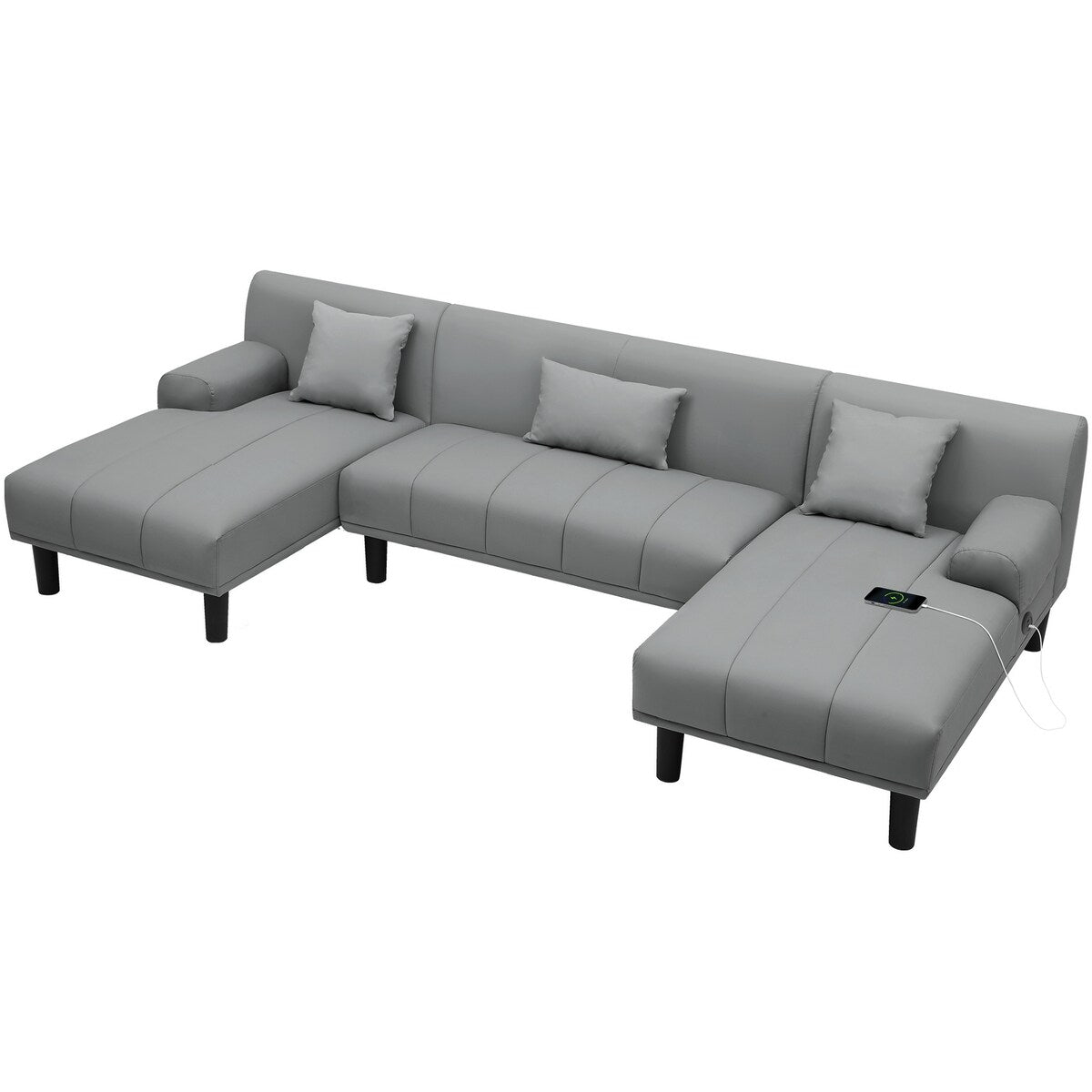 Canapé sectionnel en PU Moasis 106, canapé modulaire moderne en forme de U - 106,3 L x 45,6 l x 26,7 H