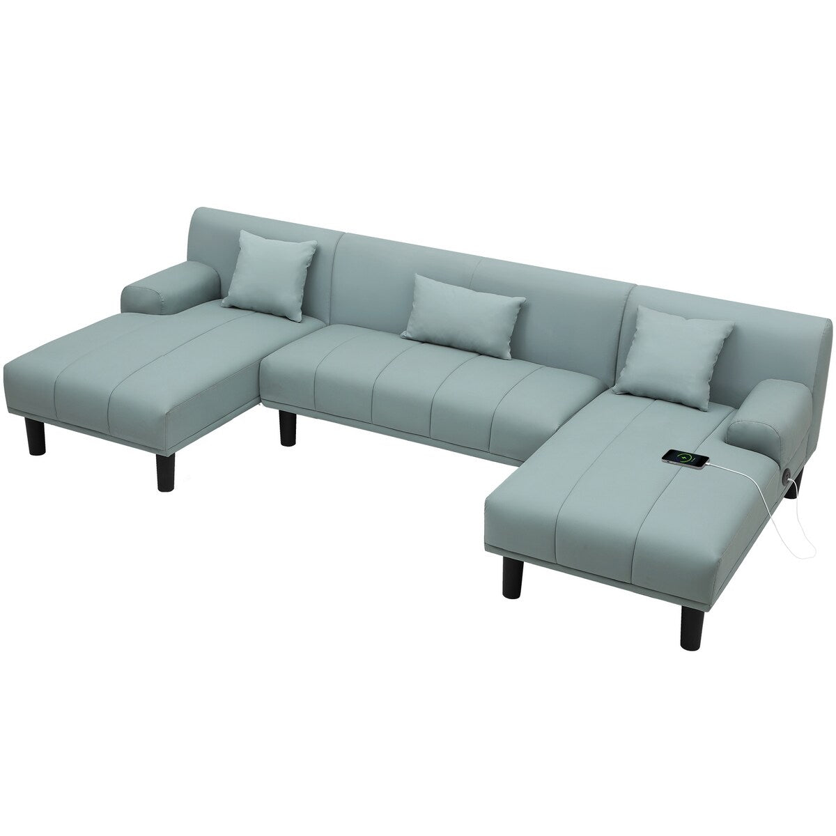 Canapé sectionnel en PU Moasis 106, canapé modulaire moderne en forme de U - 106,3 L x 45,6 l x 26,7 H