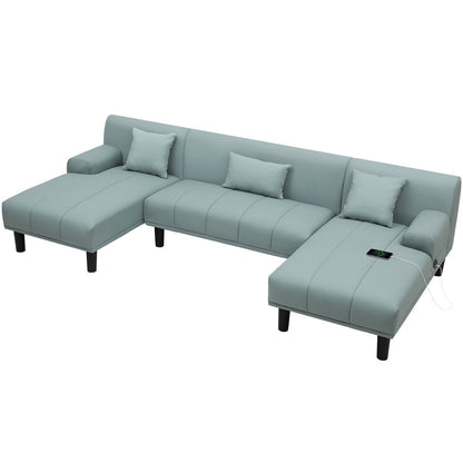 Canapé sectionnel en PU Moasis 106, canapé modulaire moderne en forme de U - 106,3 L x 45,6 l x 26,7 H