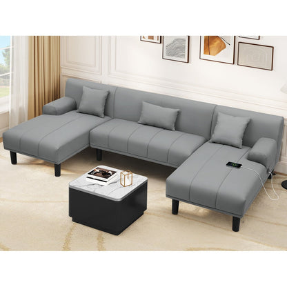 Canapé sectionnel en PU Moasis 106, canapé modulaire moderne en forme de U - 106,3 L x 45,6 l x 26,7 H
