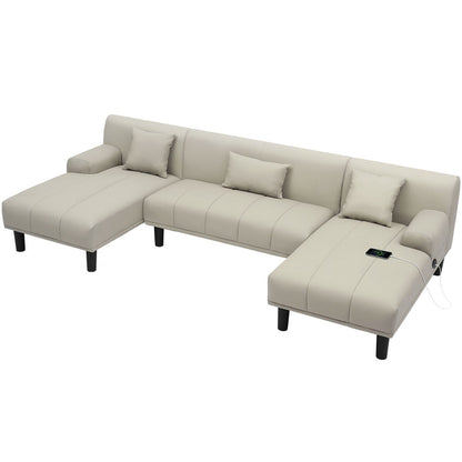 Canapé sectionnel en PU Moasis 106, canapé modulaire moderne en forme de U - 106,3 L x 45,6 l x 26,7 H