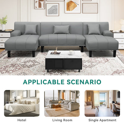 Canapé sectionnel en PU Moasis 106, canapé modulaire moderne en forme de U - 106,3 L x 45,6 l x 26,7 H