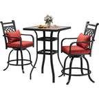 Ensemble de salle à manger d'extérieur pivotant avec chaises coussinées de 29 W et table de patio