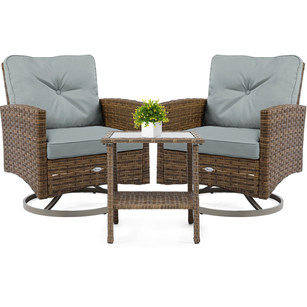 Chaise pivotante d'extérieur en osier Moasis, 3 pièces