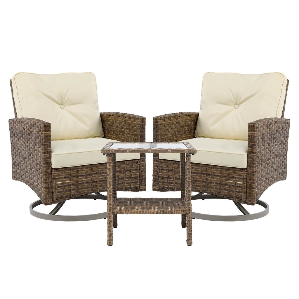 Chaise pivotante d'extérieur en osier Moasis, 3 pièces