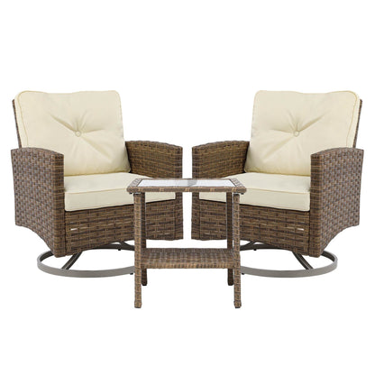 Chaise pivotante d'extérieur en osier Moasis, 3 pièces