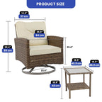 Chaise pivotante d'extérieur en osier Moasis, 3 pièces