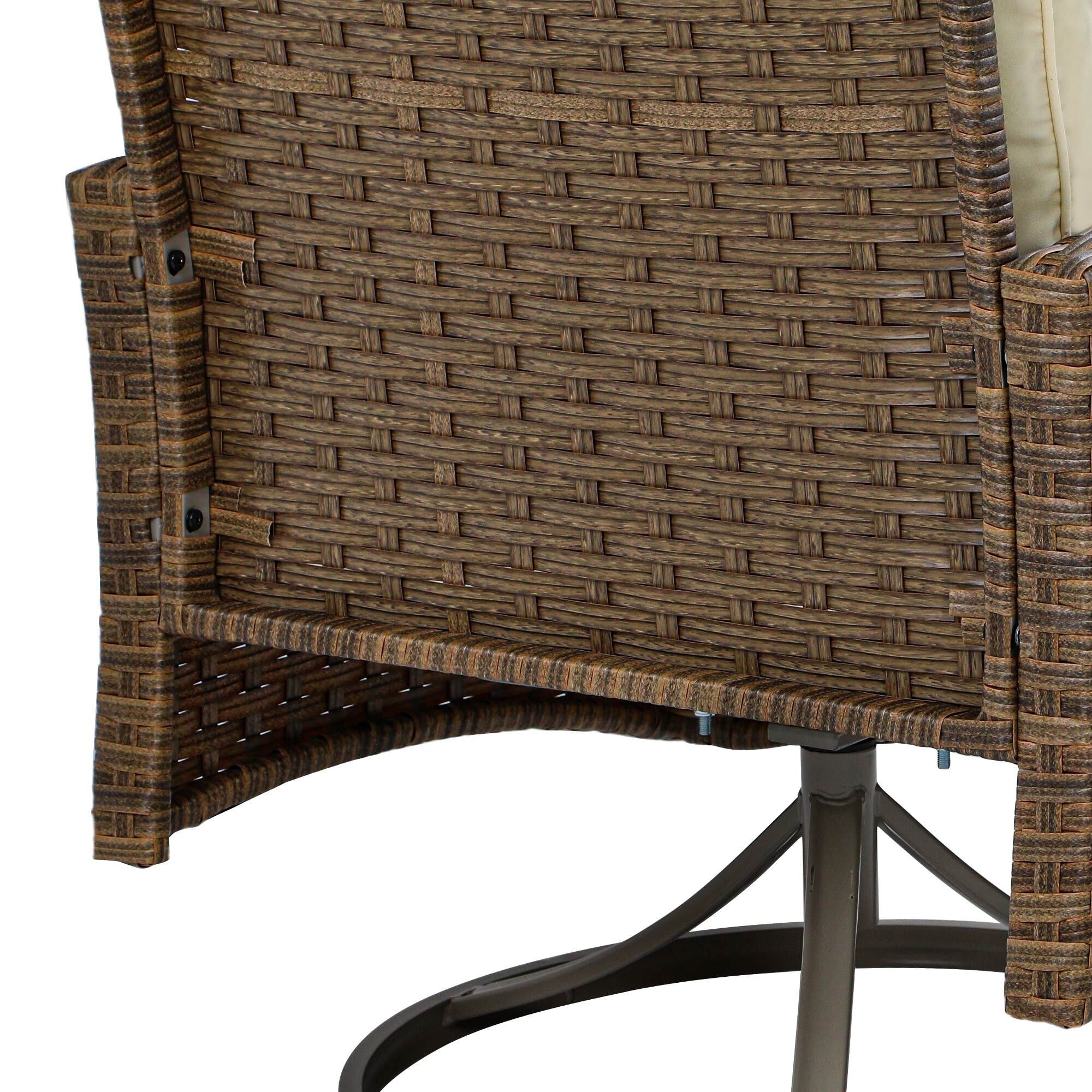 Chaise pivotante d'extérieur en osier Moasis, 3 pièces