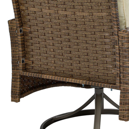 Chaise pivotante d'extérieur en osier Moasis, 3 pièces