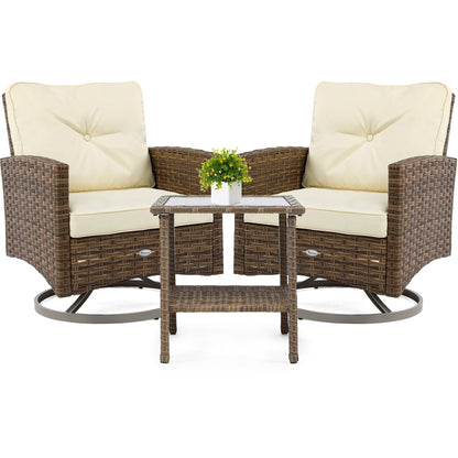 Chaise pivotante d'extérieur en osier Moasis, 3 pièces