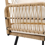 Ensemble de meubles de jardin en osier 3 pièces Moasis, canapé sectionnel en rotin en forme de L amovible avec coussins - 70,5 L x 48,4 l x 32,7 H