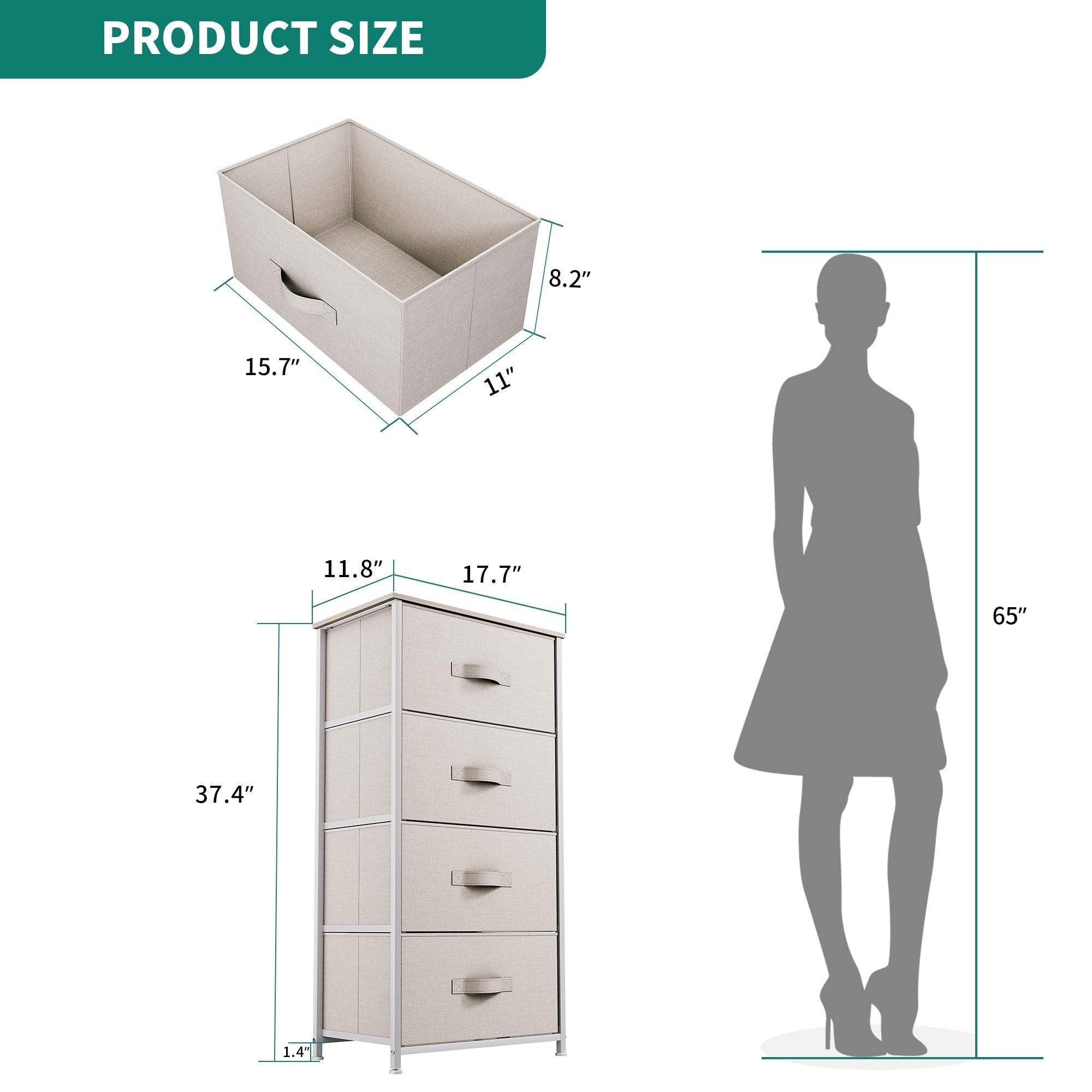Commode moderne en tissu à 4/8/10 tiroirs avec plateau en bois