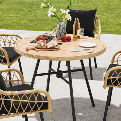 Ensemble bistrot de patio Moasis pour 4 personnes, ensemble de table à manger en osier