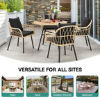 Ensemble bistrot de patio Moasis pour 4 personnes, ensemble de table à manger en osier