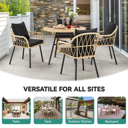 Ensemble bistrot de patio Moasis pour 4 personnes, ensemble de table à manger en osier