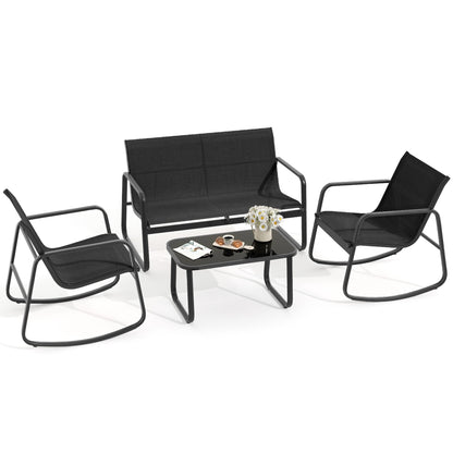 Ensemble de conversation extérieur 4 pièces Moasis Textline avec table en verre