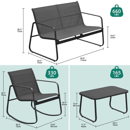 Ensemble de conversation extérieur 4 pièces Moasis Textline avec table en verre