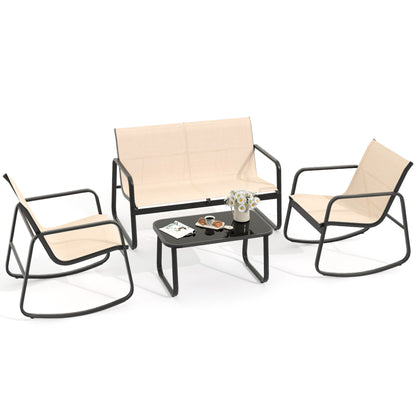 Ensemble de conversation extérieur 4 pièces Moasis Textline avec table en verre
