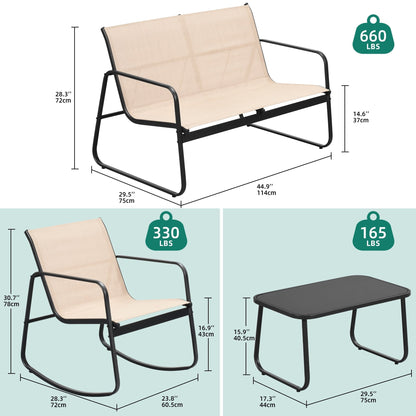 Ensemble de conversation extérieur 4 pièces Moasis Textline avec table en verre