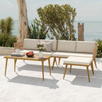 Ensemble de conversation de patio Moasis 4 pièces, canapé sectionnel en L avec coussins et table d'appoint