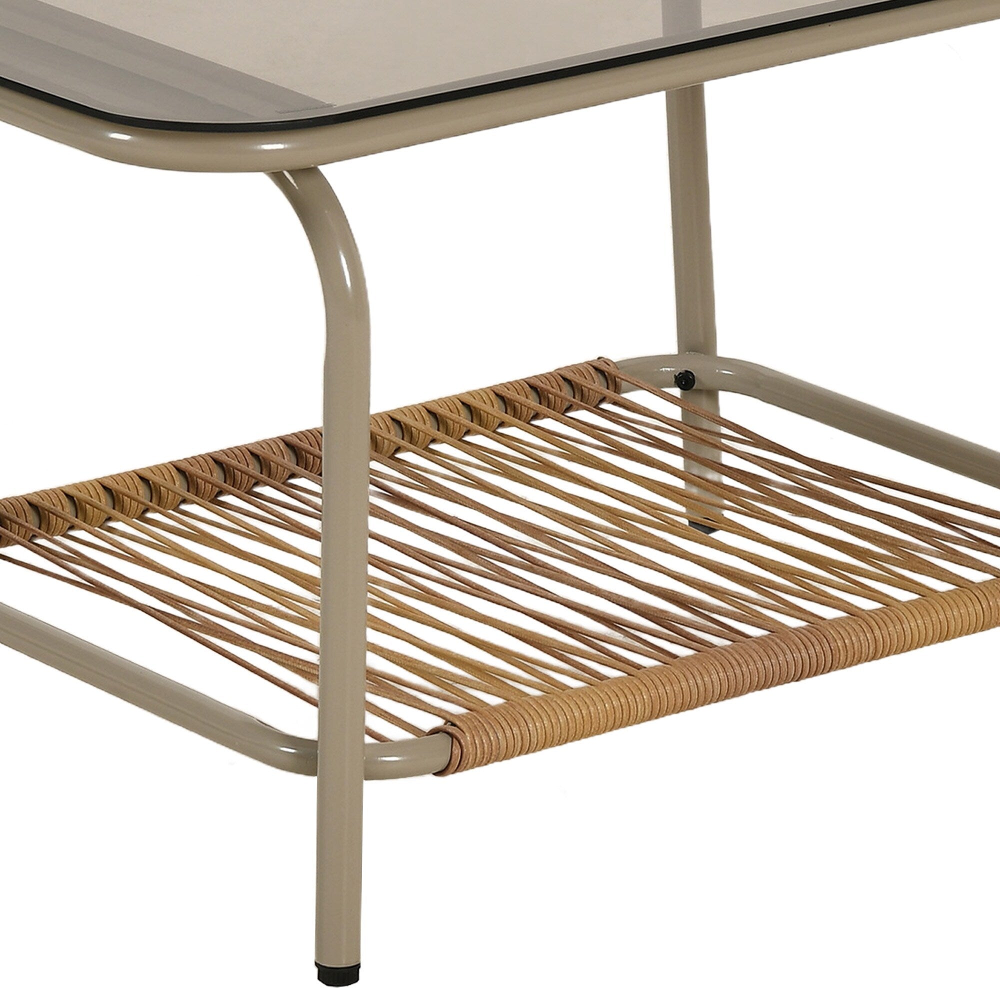 Ensemble de salon de jardin en rotin 4 pièces Moasis avec coussin beige et table basse