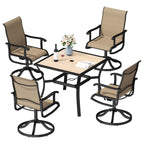 Ensembles de salle à manger d'extérieur 5/7/9 pièces avec chaises pivotantes en textilène 28 W et table