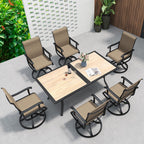 Ensembles de salle à manger d'extérieur 5/7/9 pièces avec chaises pivotantes en textilène 28 W et table