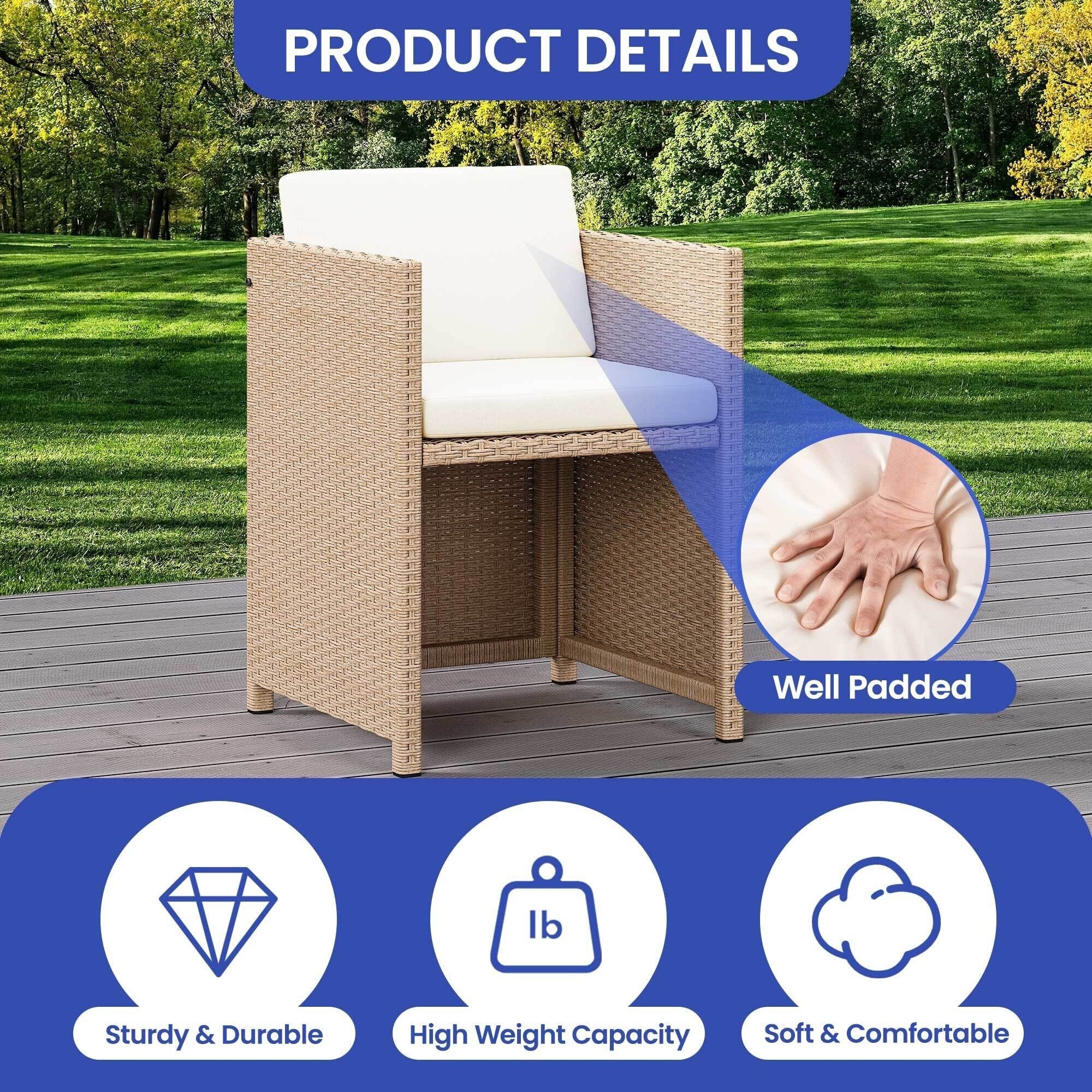 Ensemble de bar en osier 5 pièces pour mobilier d'extérieur Moasis - 5 pièces