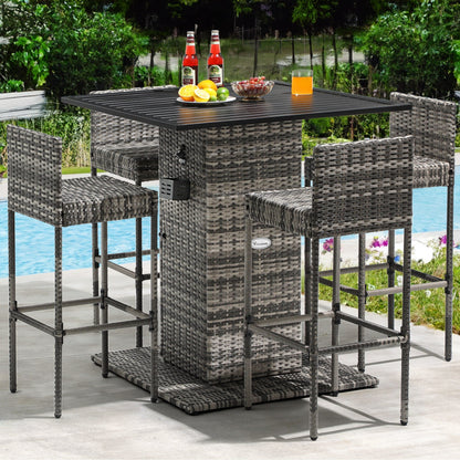 Ensemble de bar en osier 5 pièces pour mobilier d'extérieur Moasis - 5 pièces