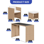 Ensemble de bar en osier 5 pièces pour mobilier d'extérieur Moasis - 5 pièces