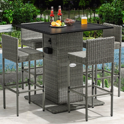 Ensemble de bar en osier 5 pièces pour mobilier d'extérieur Moasis - 5 pièces