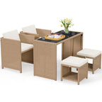 Ensemble de bar en osier 5 pièces pour mobilier d'extérieur Moasis - 5 pièces