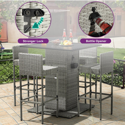 Ensemble de bar en osier 5 pièces pour mobilier d'extérieur Moasis - 5 pièces