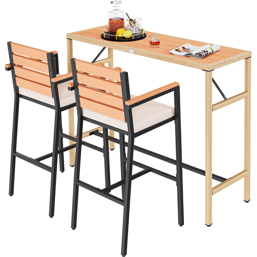 Ensemble de table de bar d'extérieur Moasis 5 pièces, ensemble de meubles de bistrot en osier pour patio extérieur