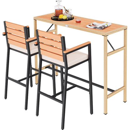 Ensemble de table de bar d'extérieur Moasis 5 pièces, ensemble de meubles de bistrot en osier pour patio extérieur