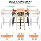 Ensemble de table de bar d'extérieur Moasis 5 pièces, ensemble de meubles de bistrot en osier pour patio extérieur