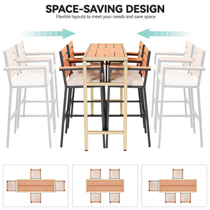 Ensemble de table de bar d'extérieur Moasis 5 pièces, ensemble de meubles de bistrot en osier pour patio extérieur