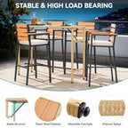 Ensemble de table de bar d'extérieur Moasis 5 pièces, ensemble de meubles de bistrot en osier pour patio extérieur