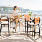 Ensemble de table de bar d'extérieur Moasis 5 pièces, ensemble de meubles de bistrot en osier pour patio extérieur