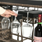 Ensemble de bar en rotin et osier Moasis 5 pièces, mobilier de salle à manger de patio avec porte-verres à vin et 4 tabourets de bar rembourrés