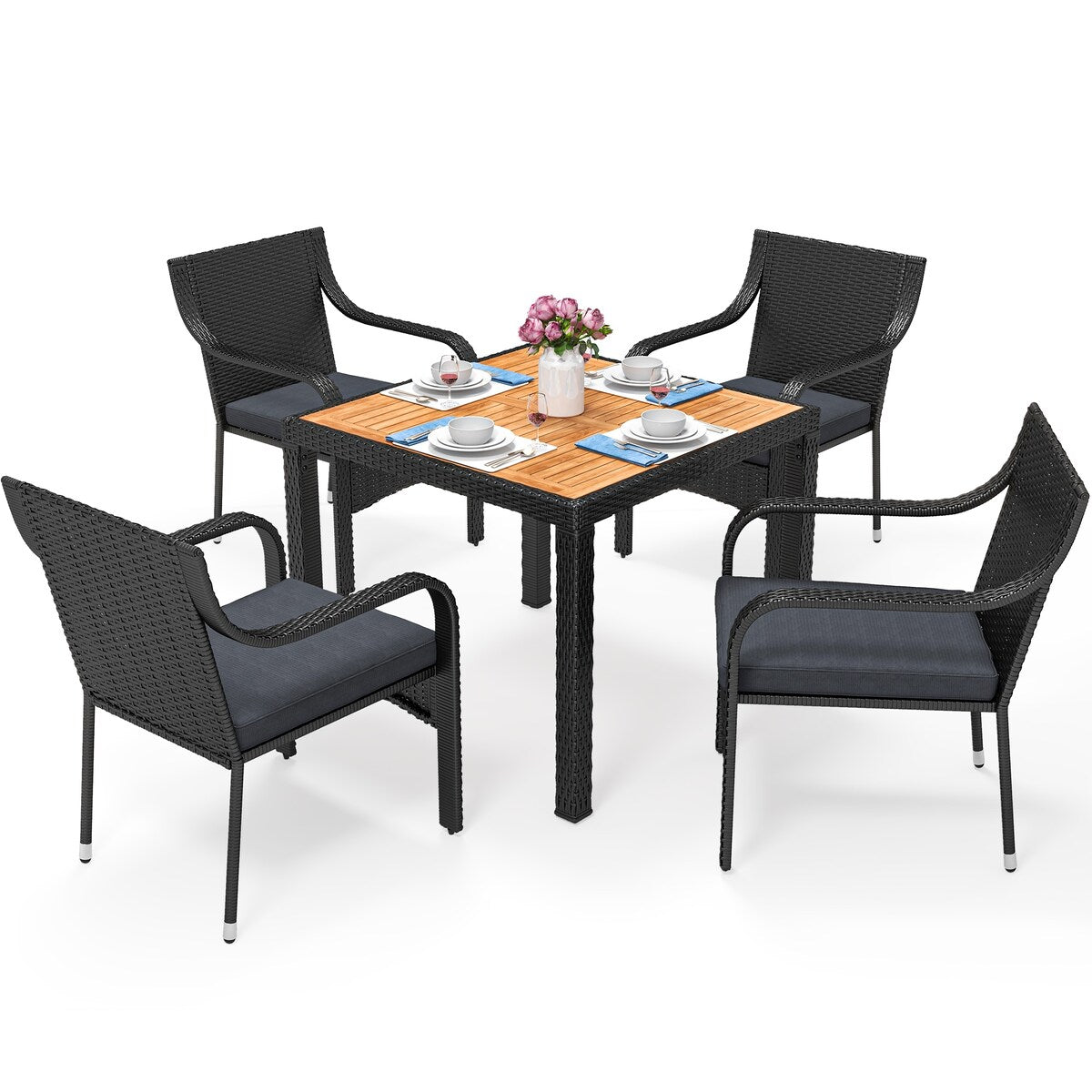 Ensemble de salle à manger carré 5 pièces Moasis pour patio