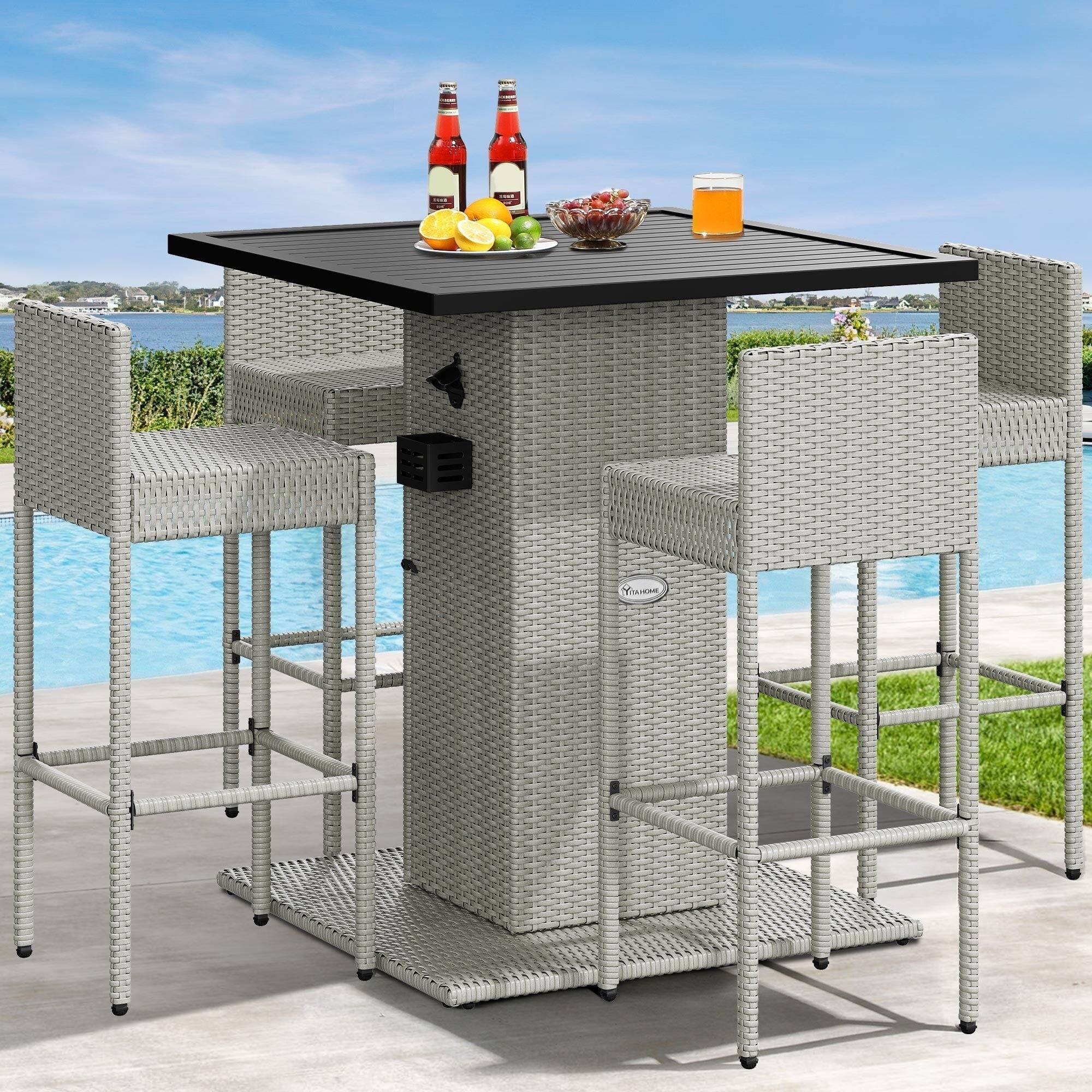 Ensemble de bar de patio en osier Moasis 5 pièces - 5 pièces